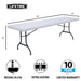 Lifetime 4 Pack 8-Foot Rectangle Folding Table with 96 inch length, 30 inch width, and 29 inch height dimensions graphic
