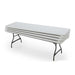 Stacked Lifetime 4 Pack 8-Foot White Nesting Table with folding steel legs and space-saving nesting design