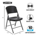 Black Lifetime 4-Pack Classic Folding Chair showing 34 in height 500 lb capacity 10.8 lb weight and 10 year limited warranty