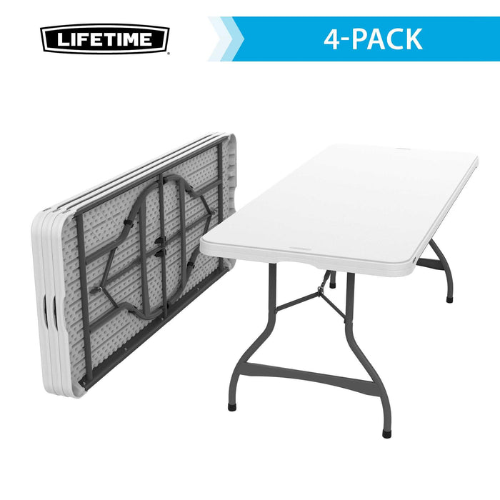 Stacked Lifetime 4 Pack 6-Foot Rectangle Nesting Table with compact nesting tabletop design
