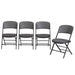 Front view of Lifetime 4 Pack Padded Folding Chair with gray cushioned seat and steel frame.