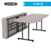 Folded and open view of Lifetime 4 Pack Professional Folding Table putty color with steel frame legs