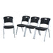 Set of four Lifetime 4 Pack Stacking Chairs with contoured black seats and silver steel frames.