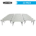 Lifetime 6-Foot Folding Table 22-pack in white arranged for large event or banquet setup with black steel legs
