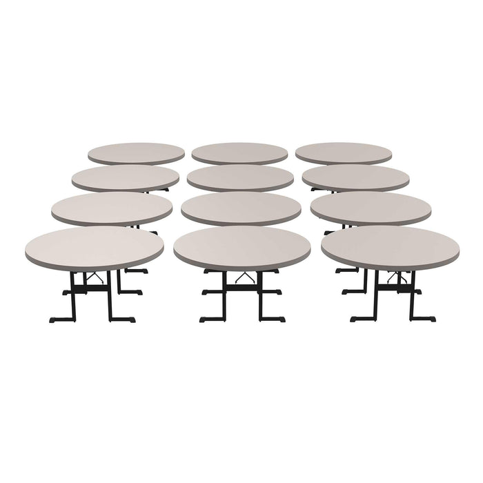 Lifetime 60 inch round folding table 12 pack set with durable top and steel frame, ideal for banquets, weddings, and events