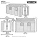 Official Lifetime 8x15 ft. outdoor storage shed dimension diagram with 2 windows and exact measurements.