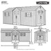 Official Lifetime 20x8 ft. outdoor storage shed dimension diagram showing exact measurements.