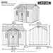 Official Lifetime 10x8 ft. side entry storage shed dimension diagram showing exact measurements.
