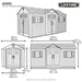 Official Lifetime 60455 15x8 foot dual entry outdoor storage shed dimension diagram with exact measurements.