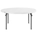 Lifetime 4 Pack 60 Inch Round Nesting Table fully opened with sturdy steel legs and smooth round surface