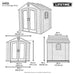 Official Lifetime 8x5 ft. outdoor storage shed dimension diagram showing front and side view measurements.