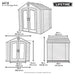 Official Lifetime 8x5 ft. outdoor storage shed dimension diagram showing front and side view measurements.
