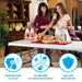 Family serving food on Lifetime 4 Pack 6-Foot Rectangle Nesting Table showing stain-resistant surface indoors