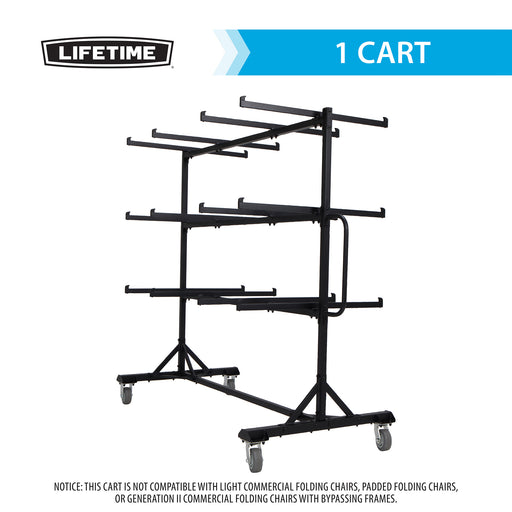 Lifetime 72 chair capacity folding chair cart with durable steel frame and caster wheels designed for commercial storage