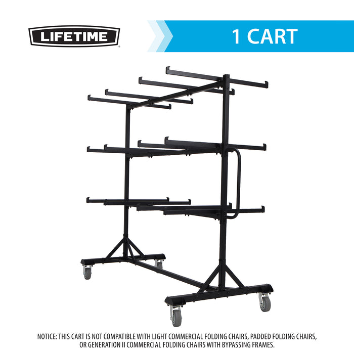 Lifetime 72 chair capacity folding chair cart with durable steel frame and caster wheels designed for commercial storage