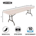 Lifetime 8 ft commercial folding table measuring 96 by 30 inches, seats up to 8 people, lightweight design with 10-year warranty