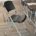 Black Lifetime folding chair with steel frame used for meetings and events