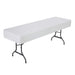 Stacked Lifetime 4 Pack 8-Foot Rectangle Folding Tables showing compact storage and folding design