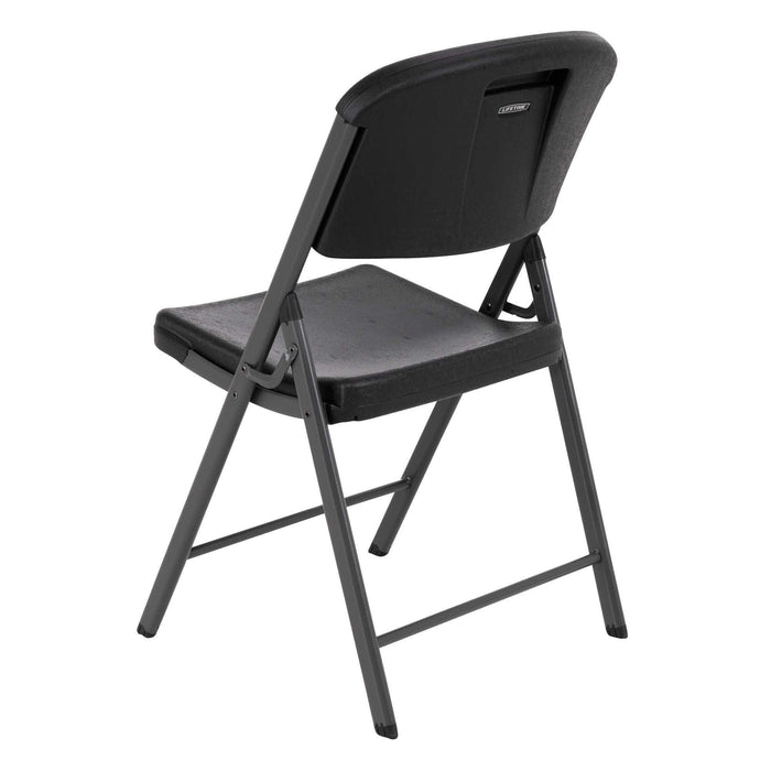 Single open Lifetime 4-Pack Classic Folding Chair in black with molded seat and durable steel frame