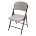 Single open Lifetime 4-Pack Classic Folding Chair in putty color with durable steel frame and foot caps