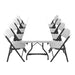 Lifetime Commercial Folding Table And Chairs Set with 8ft rectangular table and 8 white folding chairs for events, meetings, and banquets