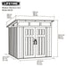 Technical dimension diagram of the Lifetime Farmhouse Shed Model 60336, showing 254x254 cm footprint, 237.2 cm height, with labeled measurements in cm and inches