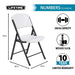 White Lifetime folding chair with 500 lb weight capacity, 9.8 lb lightweight design, 34 inch height, and 10 year limited warranty