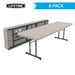 Folded and open view of Lifetime 4 Pack Professional Folding Table putty color with steel frame support