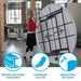 Woman carrying folded Lifetime round folding table featuring premium steel frame, lightweight design and impact resistant edges