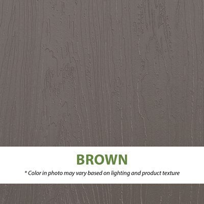Close-up of the Lifetime storage shed's brown roof and door panel color and texture.