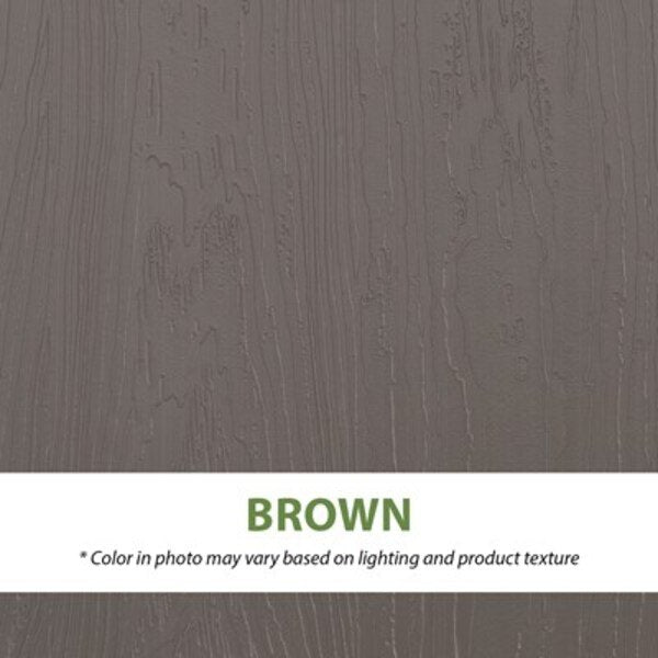 Close-up of the Lifetime storage shed's brown roof and door panel color and texture.