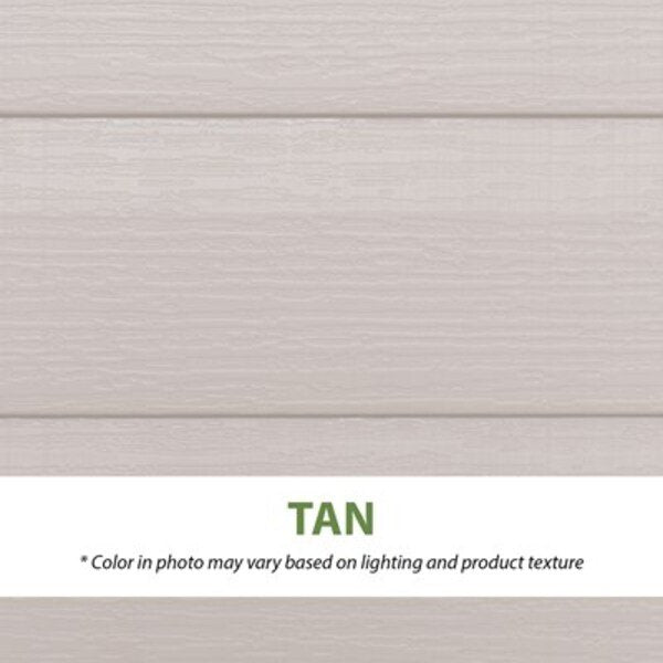 Close-up of the Lifetime storage shed's tan wall panel color and texture.