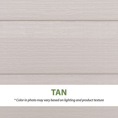Close-up of the Lifetime storage shed's tan wall panel color and texture.