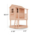 Dimension diagram of the Outdoor Living Today Little Cedar Playhouse 6x6 showing height of 10’11” with porch and sandbox base