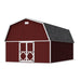Spacious 16x24 Little Cottage Co. Classic Gambrel Large Barn with red siding, white double doors, and dark roof shingles designed for backyard or workshop use.