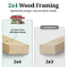 Little Cottage Co. 2x4 wood framing comparison showing stronger structure versus 2x3 competitors with over 40% more wood