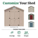 Little Cottage Co. Classic Gable Shed 8x shown primed and ready to paint with customizable options for drip edge, paint, and shingles