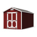 Spacious 8x16 Classic Gable Shed by Little Cottage Co. in red finish with white trim, gable roof, vented front, and double barn-style doors