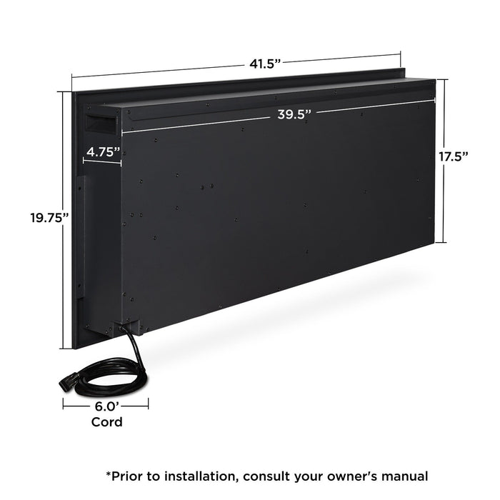Malie electric fireplace mantel back panel dimensions diagram with measurements