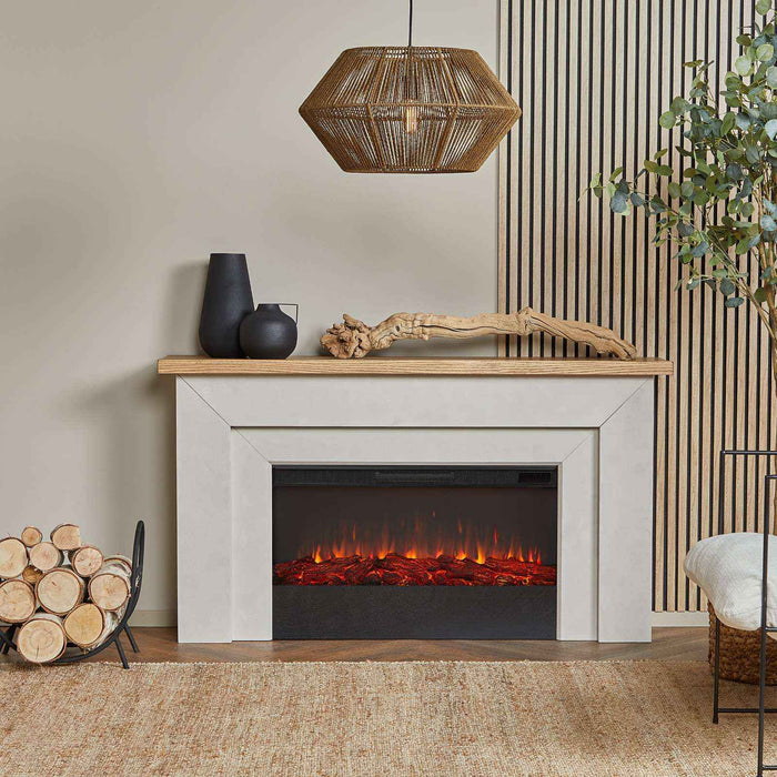 Malie Standard electric fireplace mantel main lifestyle photo in furnished living space