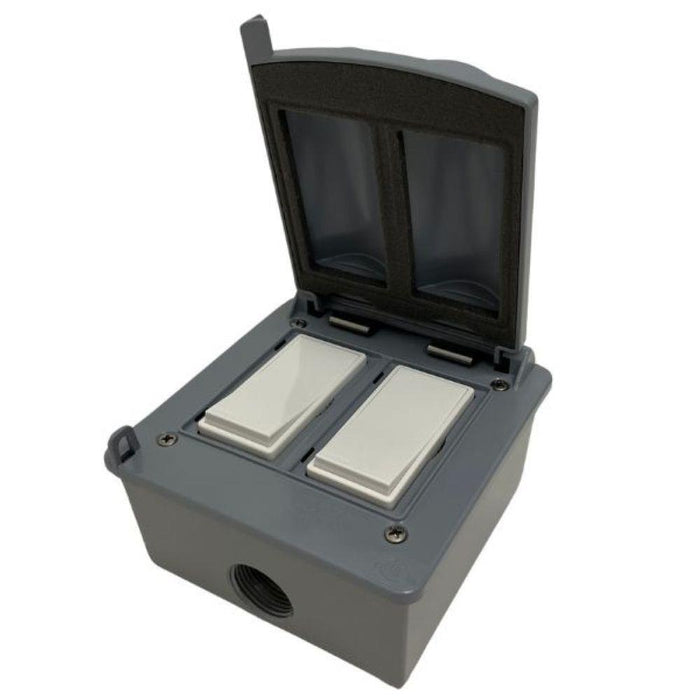 Bromic Heating manual 20 amp outdoor dual pole wall switch with weatherproof cover for heater control, 120–277V on off switch