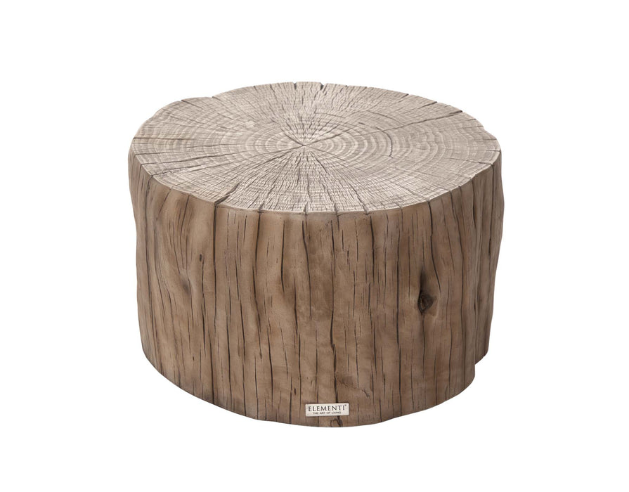 Front view of the Elementi Daintree medium red wood coffee table showing its textured top and natural wood-like grain.