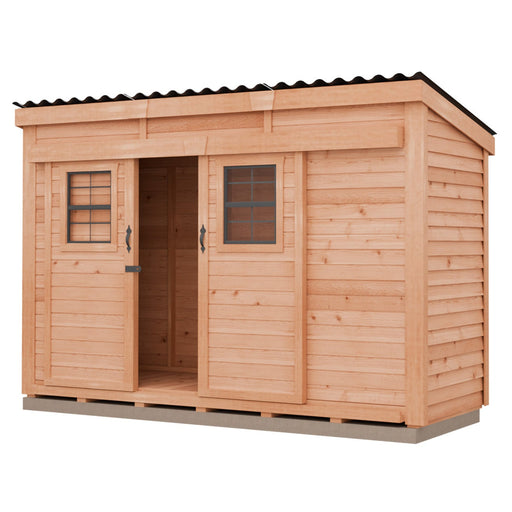 Metal roof on GardenSaver 12×4 with Sliding Doors