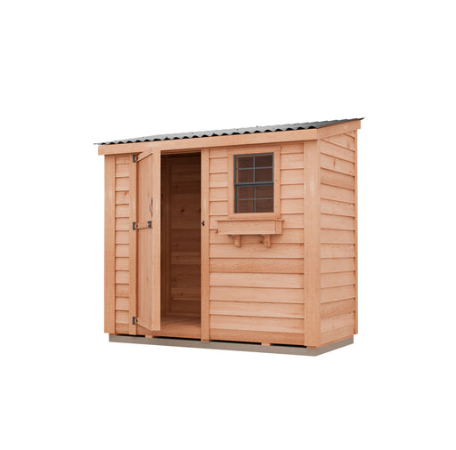 Rendered image of the Outdoor Living Today Spacesaver Storage shed 8x4 with metal roof
