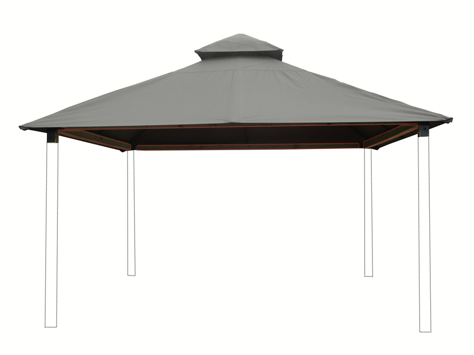 Riverstone ACACIA Gazebo Roof Framing and Mounting Kit featuring mist gray OutDURA canopy and reinforced roof structure.