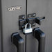 Close-up of a padlock securing the Lifetime Modern Shed's slider latch door handles.