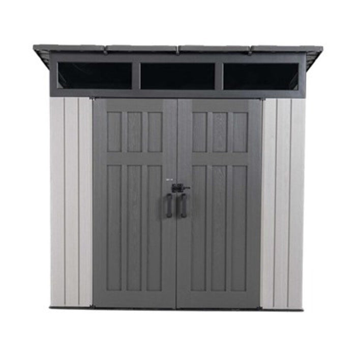 Studio product shot of the Lifetime Modern Shed, straight-on front view, closed doors, white background.