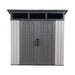 Studio product shot of the Lifetime Modern Shed, straight-on front view, closed doors, white background.