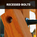 Close-up of recessed bolt countersunk into cedar wood plank on the Gorilla Playsets Nantucket II for a smooth, child-safe surface finish