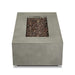 Real Flame Aegean 42" rectangle fire pit table without fire, showcasing the lava rocks C9811LP-MGRY front angle